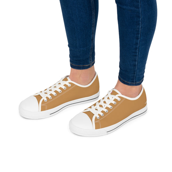 Beige Brown Best Ladies' Sneakers, Solid Color Women's Low Top Sneakers Tennis Shoes (US Size: 5.5-12)