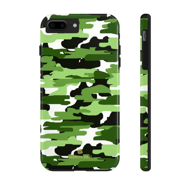 Green Camo Print iPhone Case, Case Mate Tough Samsung Galaxy Phone Cases-Phone Case-Printify-iPhone 7 Plus, iPhone 8 Plus Tough-Heidi Kimura Art LLC