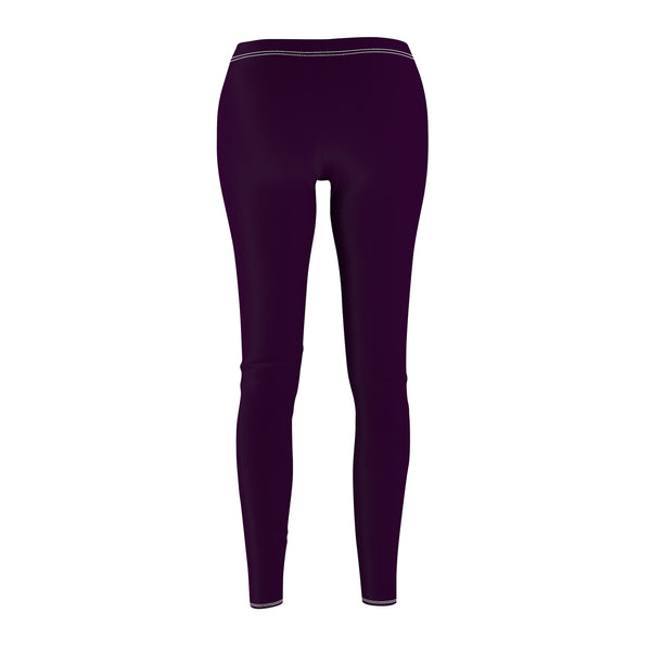 Royal Purple Classic Solid Color Women's Long Skinny Fit Fashion Leggings - Made in USA-Casual Leggings-Heidi Kimura Art LLC