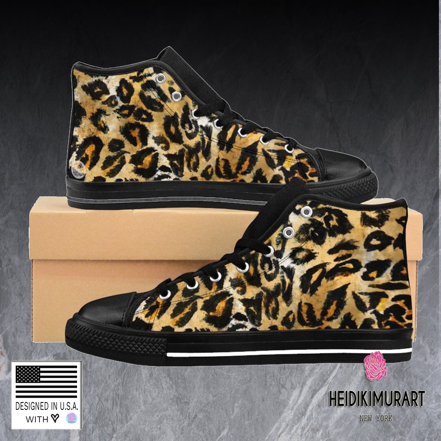 Teal Pink Leopard Men's High Top Shoes