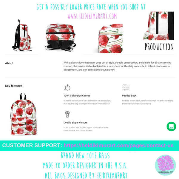 White Moo Cow Animal Print Designer Unisex Fabric Backpack School Bag-Backpack-One Size-Heidi Kimura Art LLC