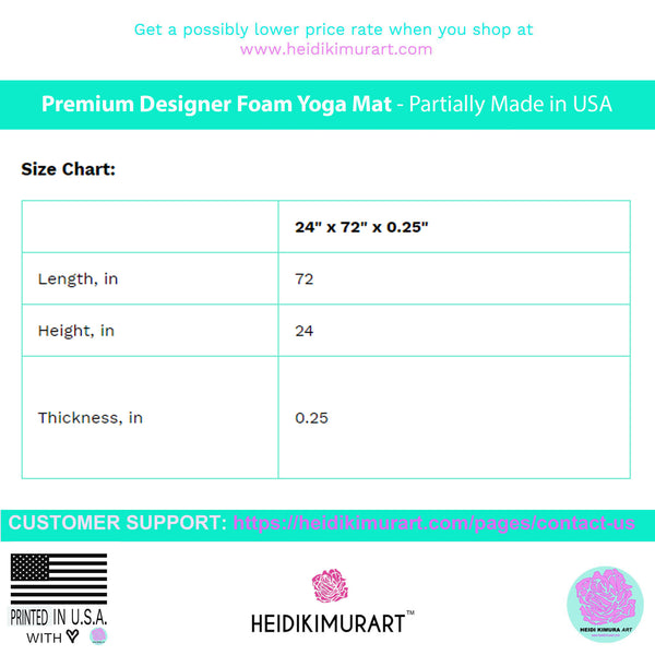 Blue Hearts Foam Yoga Mat, Blue and Pink Hearts Pattern Best Lightweight 0.25" thick Mat - Printed in USA (Size: 24″x72")