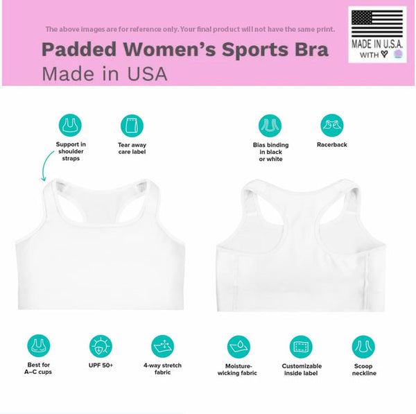 Black White Striped Sports  Bra, Vertically Striped Padded Sports Bra For Ladies-Made in USA/EU/MX