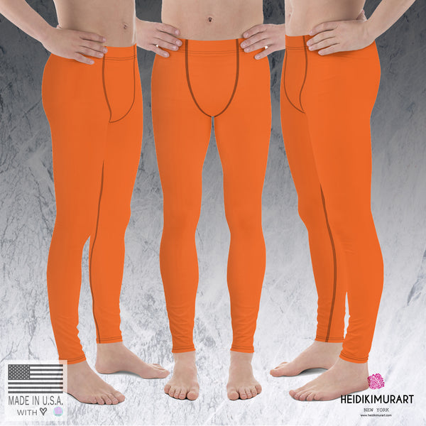 Dusty Desert Orange Solid Color Men's Leggings Meggings - Made in USA/EU (US Size: XS-3XL)-Men's Leggings-Heidi Kimura Art LLC