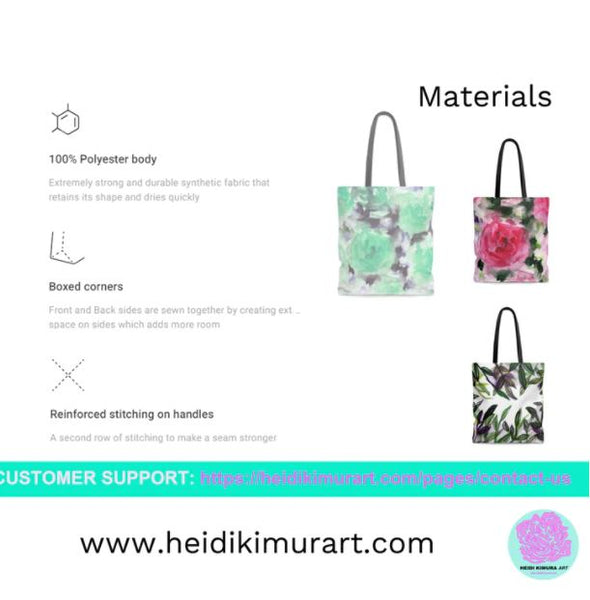Grey Lavender Floral Tote Bag, Flower Print Colorful Square 13"x13", 16"x16", 18"x18" Premium Quality Market Tote Bag - Made in USA