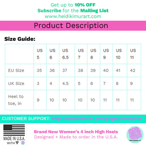 Floral Language Purple Rose Cute Designer Women's 4" Platform Heels (US Size: 5-11)-4 inch Heels-Heidi Kimura Art LLC
