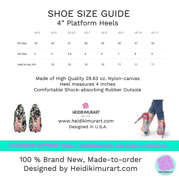 Tropical Leaves Green Leaf Print Designer Women's 4" Platform Heels Shoes (US Size: 5-11)-4 inch Heels-Heidi Kimura Art LLC