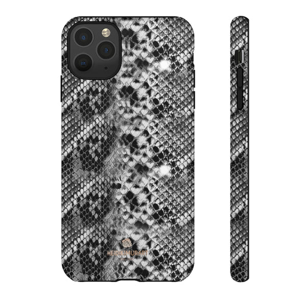 Black Snakeskin Print Tough Cases, Designer Phone Case-Made in USA-Phone Case-Printify-iPhone 11 Pro Max-Glossy-Heidi Kimura Art LLC