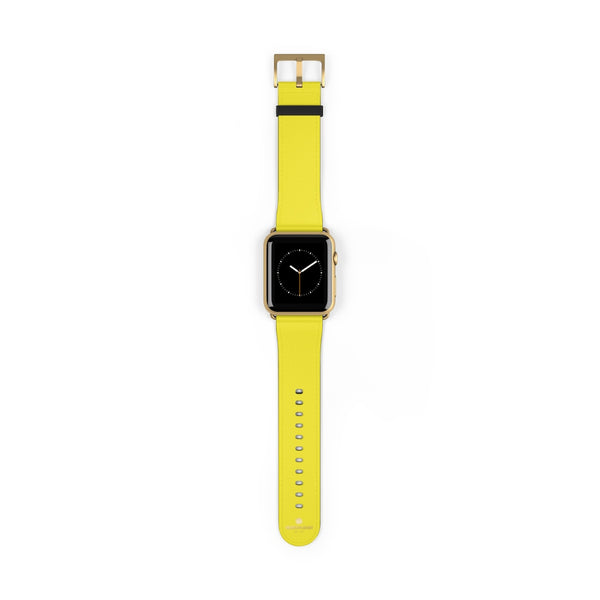 Yellow Solid Color 38mm/42mm Watch Band Strap For Apple Watches- Made in USA-Watch Band-42 mm-Gold Matte-Heidi Kimura Art LLC