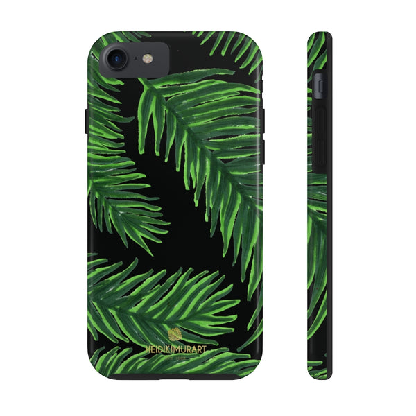 Black Palm Leaf Print Phone Case, Tropical Print Case Mate Tough Phone Cases-Made in USA - Heidikimurart Limited 