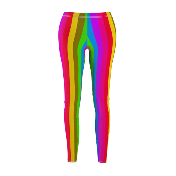 Rainbow Striped Women's Casual Leggings, Gay Pride Party Vertical Stripes Tights-All Over Prints-Printify-Heidi Kimura Art LLC