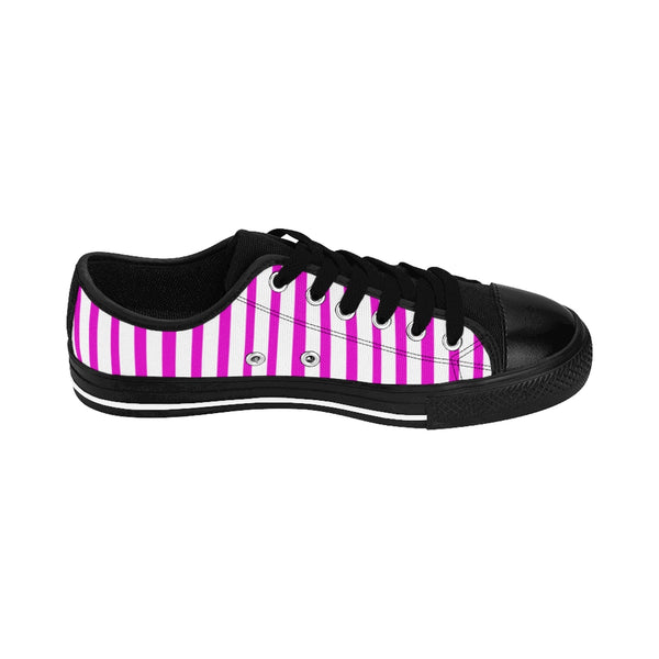 Pink White Striped Women's Sneakers-Shoes-Printify-Heidi Kimura Art LLC