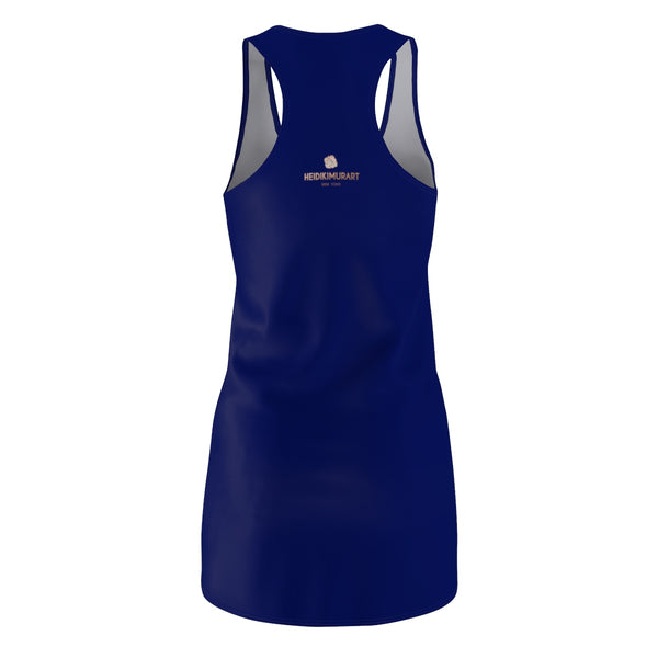 Blue Solid Color Classic Women's Premium Quality Designer Racerback Dress - Made in USA-Women's Sleeveless Dress-L-Heidi Kimura Art LLC