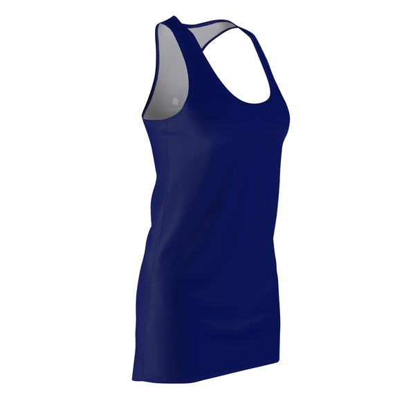 Blue Solid Color Classic Women's Premium Quality Designer Racerback Dress - Made in USA-Women's Sleeveless Dress-Heidi Kimura Art LLC