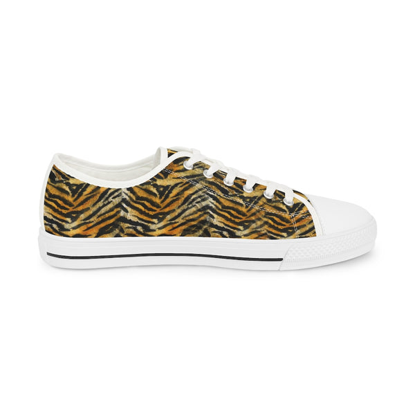 Orange Tiger Men's Tennis Shoes, Animal Print Tiger Stripes Best Breathable Designer Men's Low Top Canvas Fashion Sneakers With Durable Rubber Outsoles and Shock-Absorbing Layer and Memory Foam Insoles (US Size: 5-14)