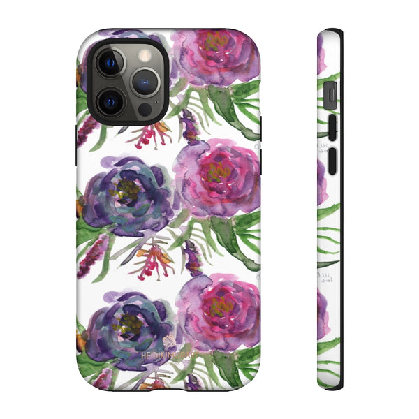 Pink Floral Print Phone Case, Roses Tough Designer Phone Case -Made in USA-Phone Case-Printify-iPhone 12 Pro-Matte-Heidi Kimura Art LLC