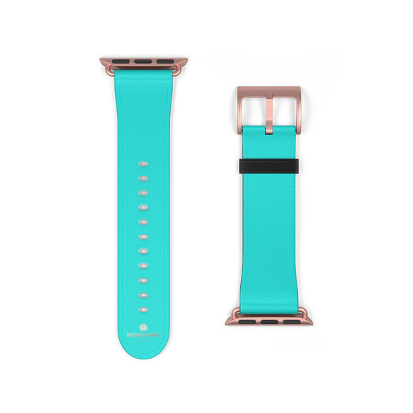 Turquoise Blue Solid Color 38mm/42mm Watch Band For Apple Watches- Made in USA-Watch Band-38 mm-Rose Gold Matte-Heidi Kimura Art LLC