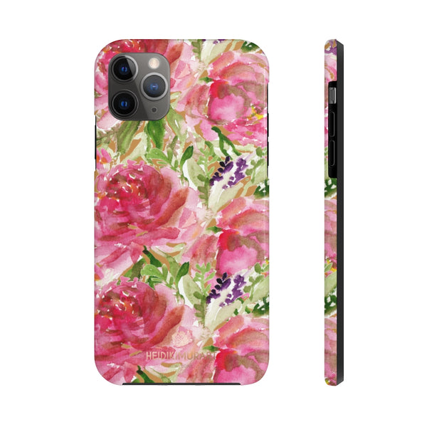 Brown Pink Rose Print Phone Case, Floral Print Case Mate Tough Phone Cases-Made in USA - Heidikimurart Limited 