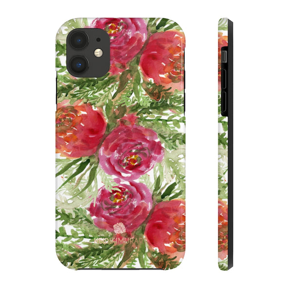 Red Orange Floral Print Phone Case, Flower Case Mate Tough Phone Cases-Made in USA - Heidikimurart Limited 