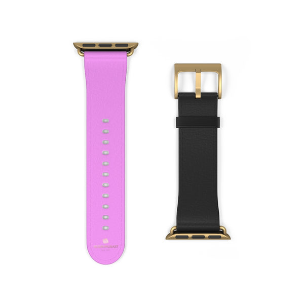 Pink Black Duo Solid Color Print 38mm/42mm Watch Band For Apple Watch- Made in USA-Watch Band-38 mm-Gold Matte-Heidi Kimura Art LLC