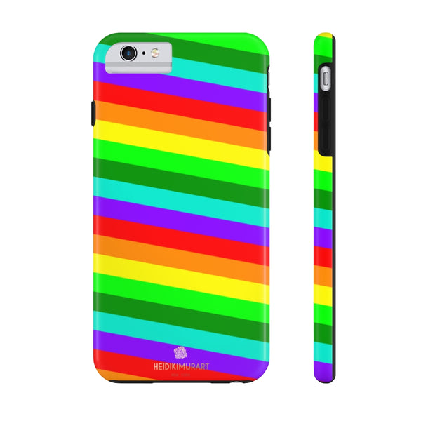 Rainbow Stripe Gay Pride iPhone Case, Colorful Case Mate Tough Samsung Galaxy Phone Cases-Phone Case-Printify-iPhone 6/6s Plus Tough-Heidi Kimura Art LLC