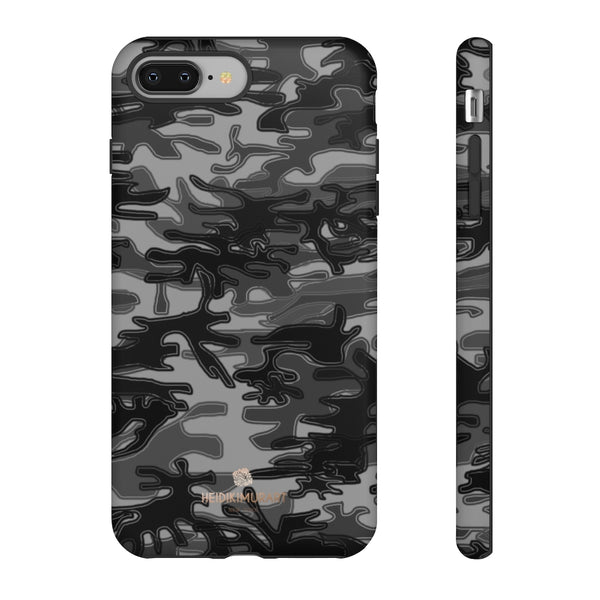 Grey Camouflage Phone Case, Army Military Print Tough Designer Phone Case -Made in USA-Phone Case-Printify-iPhone 8 Plus-Matte-Heidi Kimura Art LLC