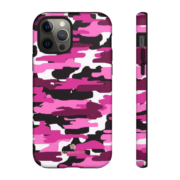 Pink Camouflage Print Phone Case, Tough Designer Phone Case -Made in USA-Phone Case-Printify-iPhone 12 Pro-Matte-Heidi Kimura Art LLC