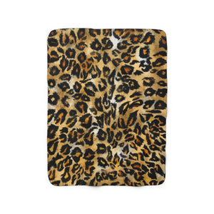 Brown Leopard Spots Animal Print Designer Sherpa Fleece Blanket-Made in USA-Blanket-50'' x 60''-Heidi Kimura Art LLC