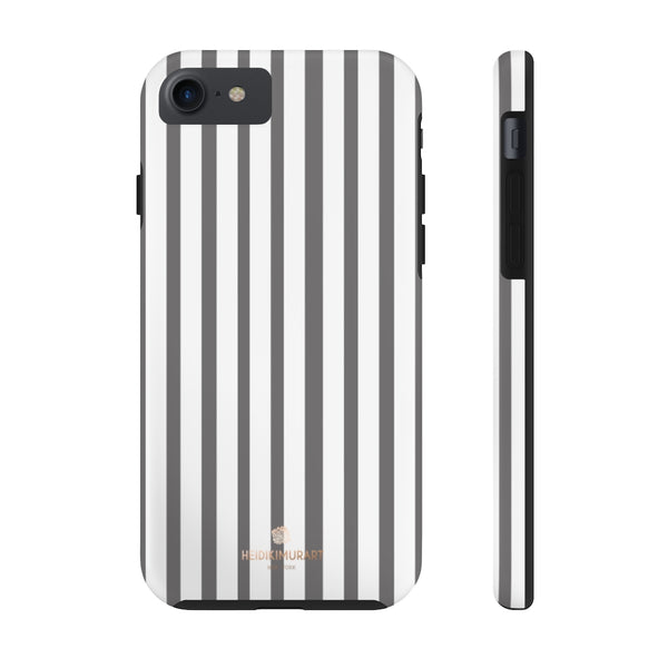 Grey Striped iPhone Case, Designer Case Mate Tough Samsung Galaxy Phone Cases-Phone Case-Printify-iPhone 7, iPhone 8 Tough-Heidi Kimura Art LLC
