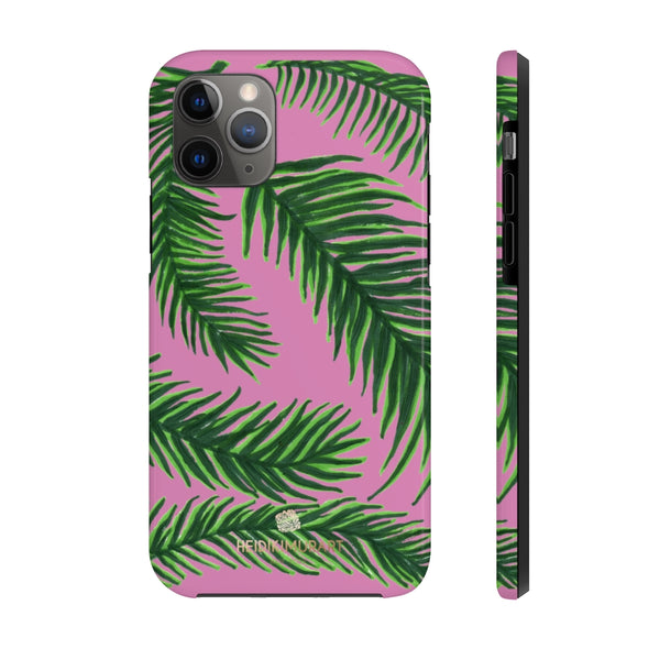 Light Pink Tropical Print Phone Case, Palm Leaf Case Mate Tough Phone Cases-Made in USA - Heidikimurart Limited 