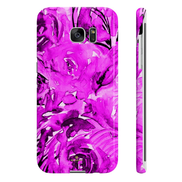 Purple Pink Slim iPhone/ Samsung Galaxy Floral Purple Rose Smart Phone Case, Made in UK-Phone Case-Samsung Galaxy S7 Edge Slim-Glossy-Heidi Kimura Art LLC