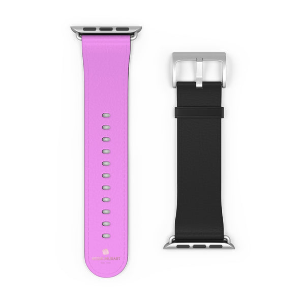 Pink Black Duo Solid Color Print 38mm/42mm Watch Band For Apple Watch- Made in USA-Watch Band-Heidi Kimura Art LLC