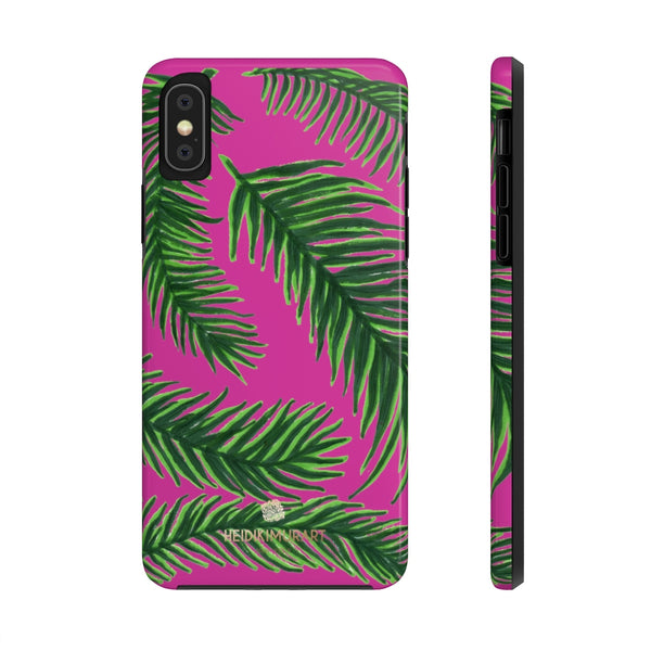 Hot Pink Tropical Print Phone Case, Palm Leaf Case Mate Tough Phone Cases-Made in USA - Heidikimurart Limited 