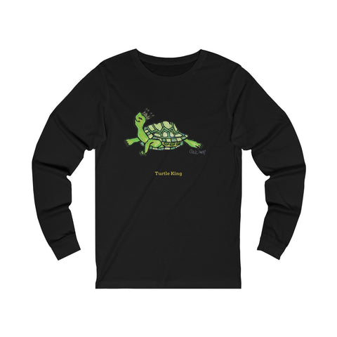 Turtle King Unisex Jersey Long Sleeve Tee Unisex T-Shirt, Made in USA (Size: X-2XL)-Long-sleeve-Black-L-Heidi Kimura Art LLC