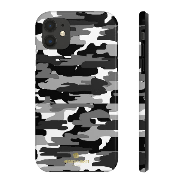 Grey Camo Print iPhone Case, Case Mate Tough Samsung Galaxy Phone Cases-Phone Case-Printify-iPhone 11-Heidi Kimura Art LLC