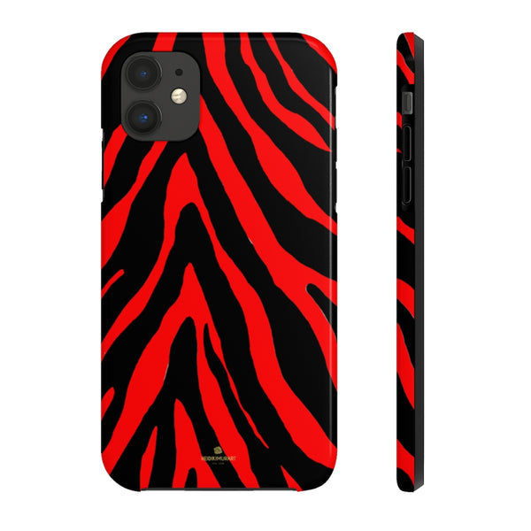 Red Zebra Stripe iPhone Case, Case Mate Tough Samsung Galaxy Phone Cases-Phone Case-Printify-iPhone 11-Heidi Kimura Art LLC
