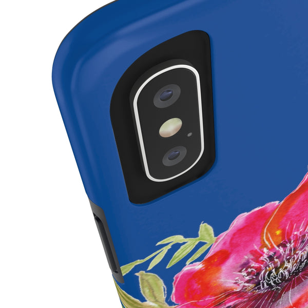 Blue Red Hibiscus Phone Case, Floral Print Flower Case Mate Tough Phone Cases-Made in USA - Heidikimurart Limited 