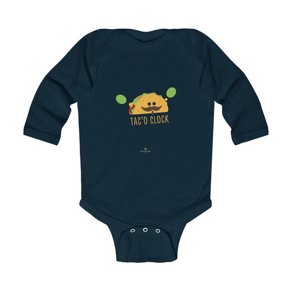Taco Cute Funny Baby Boy or Girls Infant Kids Long Sleeve Bodysuit - Made in USA-Infant Long Sleeve Bodysuit-Navy-18M-Heidi Kimura Art LLC