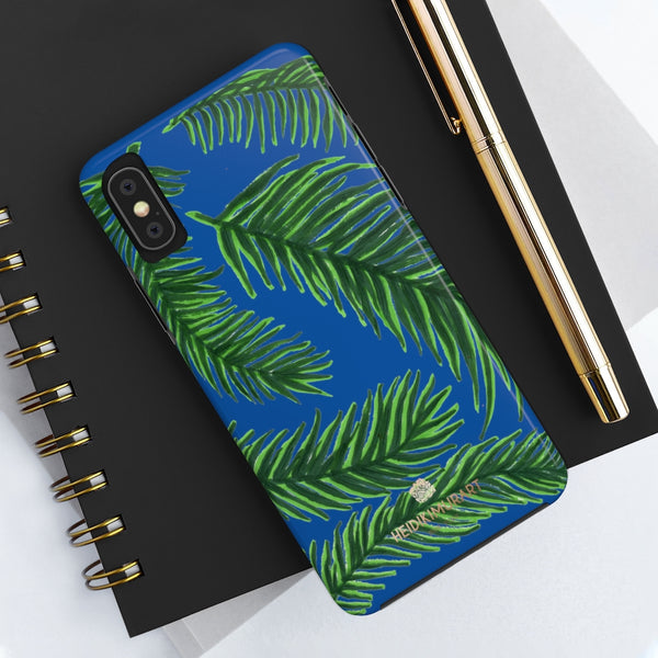 Blue Tropical Print Phone Case, Palm Leaf Case Mate Tough Phone Cases-Made in USA - Heidikimurart Limited 