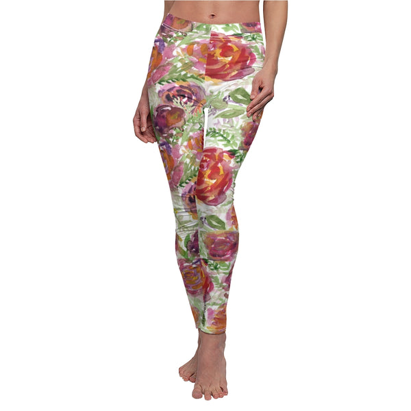 Floral Rose Print Casual Leggings