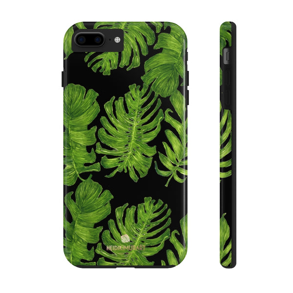 Black Tropical Leaf iPhone Case, Case Mate Tough Samsung Galaxy Phone Cases-Phone Case-Printify-iPhone 7 Plus, iPhone 8 Plus Tough-Heidi Kimura Art LLC