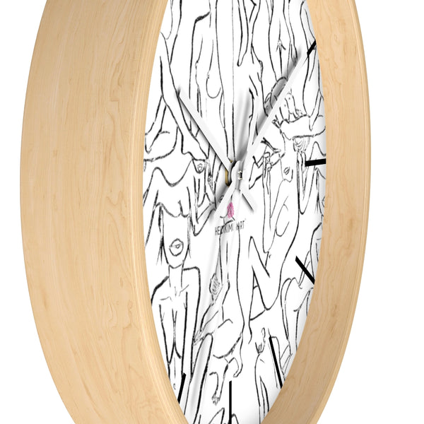 Nude Drawing Art Wall Clock,  10 inch Diameter Art Wall Clock-Printed in USA, Large Round Wood Bedroom Wall Clock