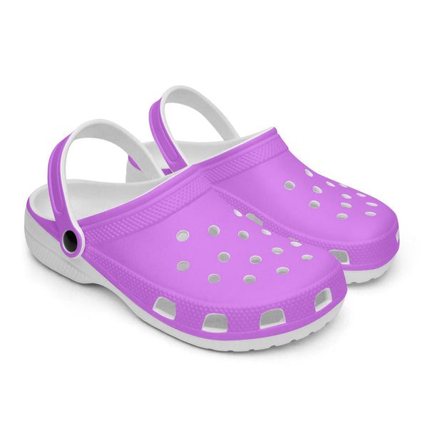 Orchid Purple Color Unisex Clogs, Best Solid Purple Color Classic Solid Color Printed Adult's Lightweight Anti-Slip Unisex Extra Comfy Soft Breathable Supportive Clogs Flip Flop Pool Water Beach Slippers Sandals Shoes For Men or Women, Men's US Size: 3.5-12, Women's US Size: 4-12