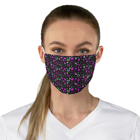 Black Pink Hearts Face Mask, Adult Heart Pattern Fabric Face Mask-Made in USA-Accessories-Printify-One size-Heidi Kimura Art LLC Black Pink Hearts Face Mask, Adult Heart Pattern Valentines Day Special Fashion Face Mask For Men/ Women, Designer Premium Quality Modern Polyester Fashion 7.25" x 4.63" Fabric Non-Medical Reusable Washable Chic One-Size Face Mask With 2 Layers For Adults With Elastic Loops-Made in USA