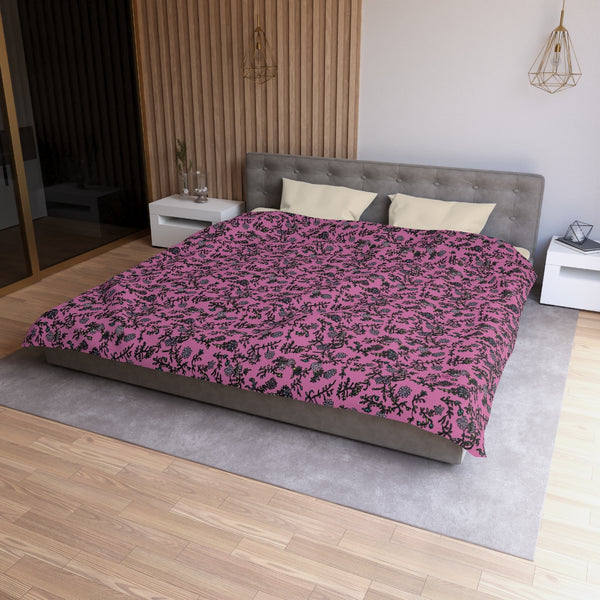 Pink Floral Microfiber Duvet Cover