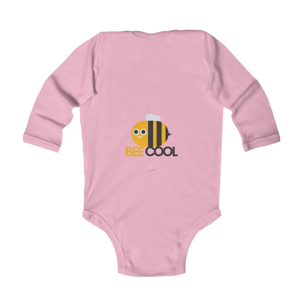 Bee Infant Long Sleeve Bodysuit, Be Cool Cute Baby Boy or Girls Kids Clothes- Made in USA-Infant Long Sleeve Bodysuit-Heidi Kimura Art LLC