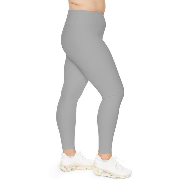 Light Grey Color Women's Tights, Best Designer Women's Plus Size Leggings
