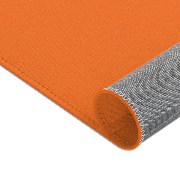 Orange Designer Area Rugs, Best Simple Solid Color Print Designer 24x36, 36x60, 48x72 inches Machine Washable Strong Durable Anti-Slip Polyester Non-Woven Area Rugs-Printed in the USA