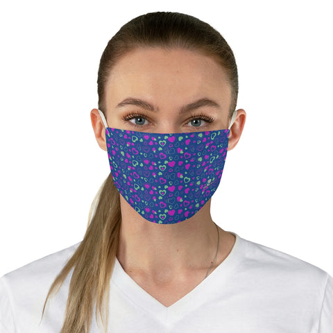Navy Blue Pink Hearts Face Mask, Adult Heart Pattern Fabric Face Mask-Made in USA-Accessories-Printify-One size-Heidi Kimura Art LLC Navy Blue Hearts Face Mask, Pink Hearts Valentine's Day Adult Heart Pattern Designer Fashion Face Mask For Men/ Women, Designer Premium Quality Modern Polyester Fashion 7.25" x 4.63" Fabric Non-Medical Reusable Washable Chic One-Size Face Mask With 2 Layers For Adults With Elastic Loops-Made in USA