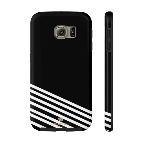 Black White Striped iPhone Case, Modern Case Mate Tough Samsung Galaxy Phone Cases-Phone Case-Printify-Samsung Galaxy S6 Tough-Heidi Kimura Art LLC